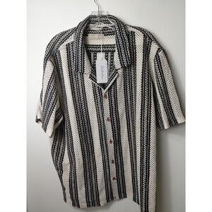 Distortion Men's Blue/White Geometric  Button-Up Shirt Sz 2XL NWT